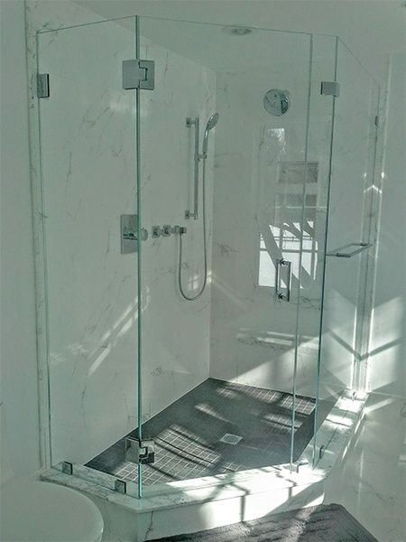 new shower door in bathroom
