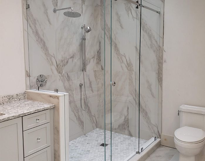 new shower door in bathroom