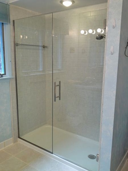 new shower door in bathroom