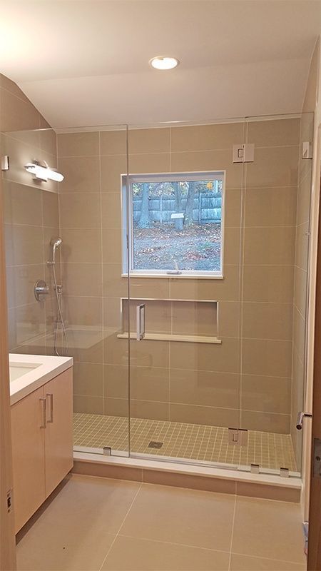 new shower door in bathroom