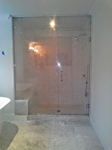new shower door in bathroom