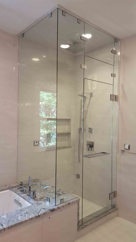 new shower door in bathroom