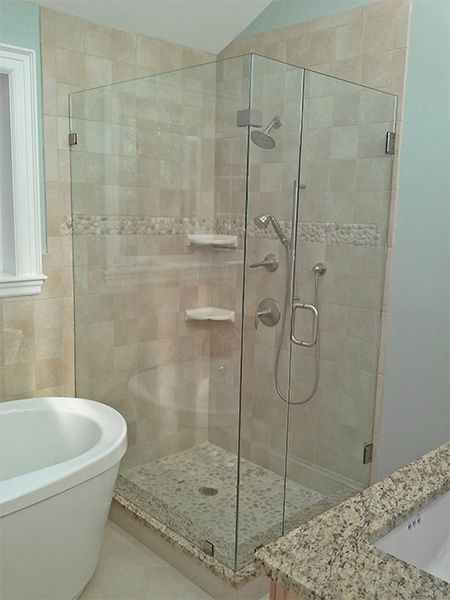 new shower door in bathroom