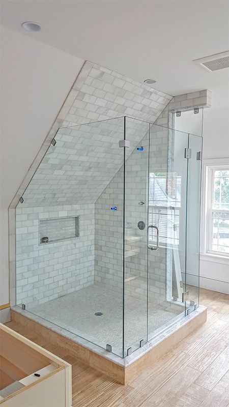 new shower door in bathroom