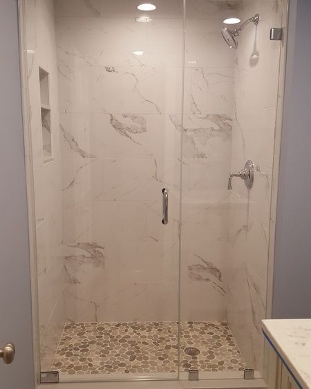 new shower door in bathroom