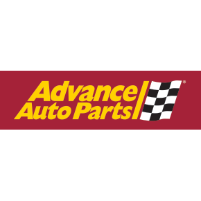 The logo for advance auto parts has a checkered flag on it.