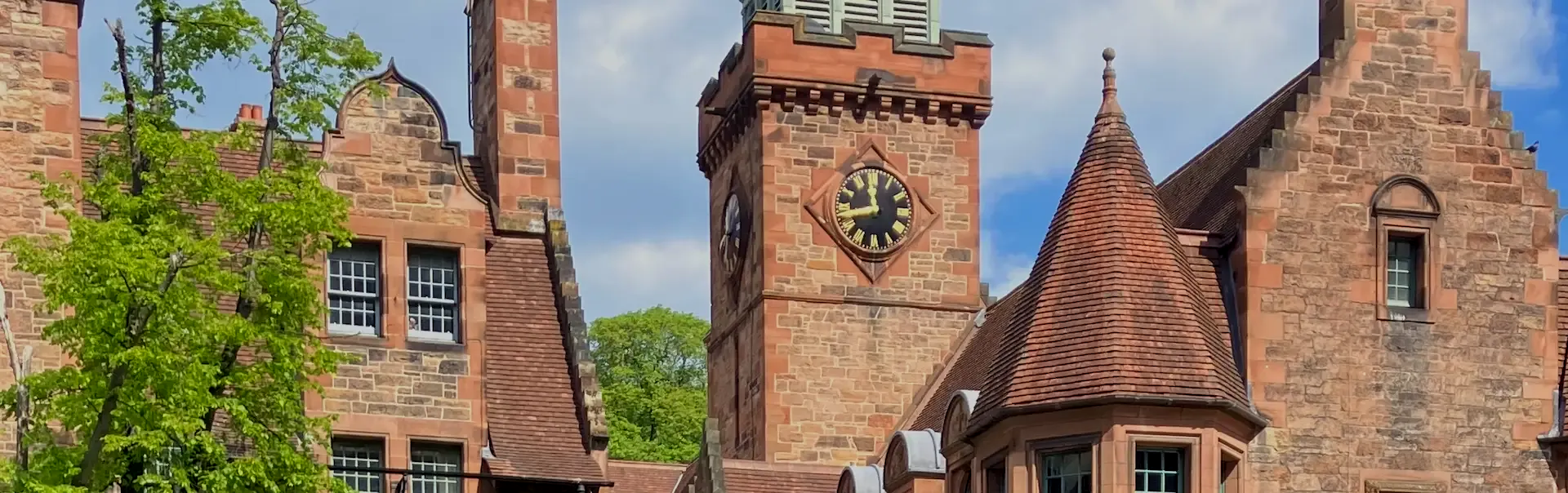 Scenic view of Wells Court in Dean Village architecture during a private Edinburgh walking tour.