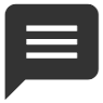 Speech bubble icon with three horizontal lines.