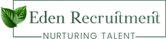 Logo of Eden Recruitment, featuring green leaves and text