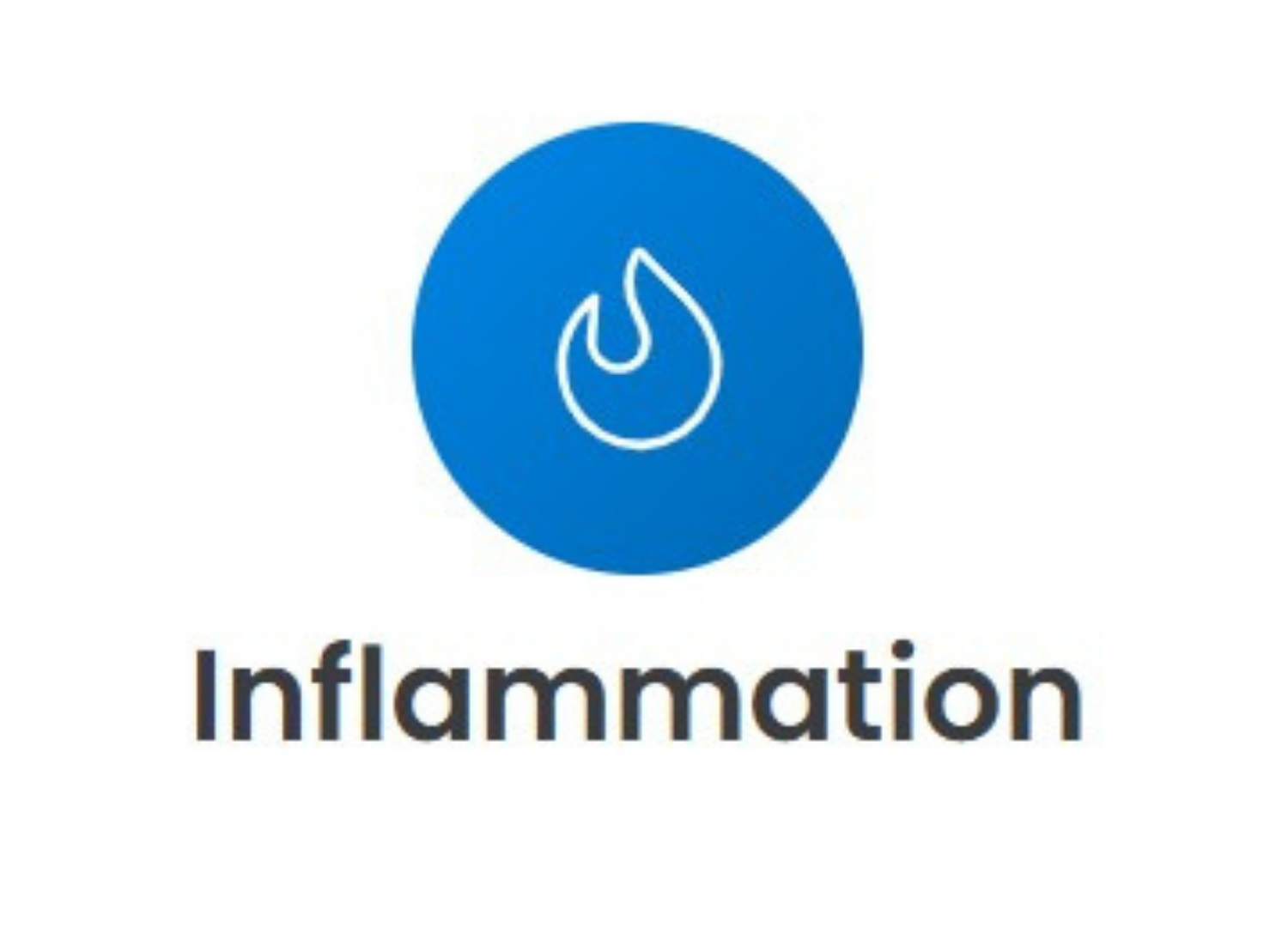 Blue circle icon with a white flame and the label “Inflammation” below it