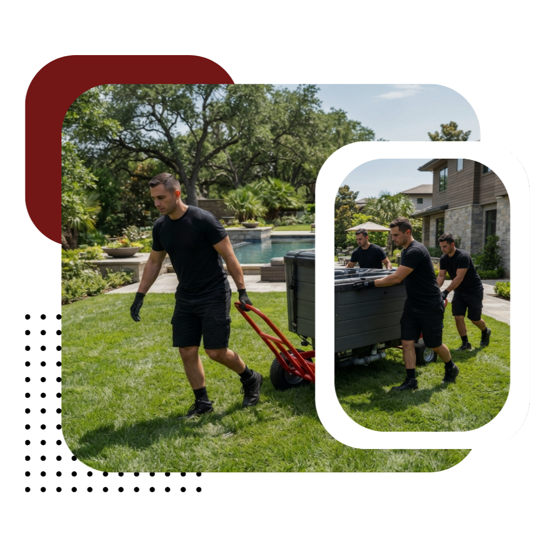 Backyard spa removal with professional lifting equipment in use