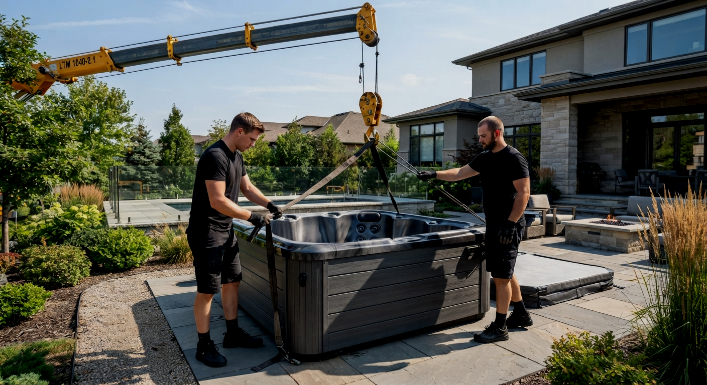 Residential hot tub moving service with specialized equipment in San Antonio
