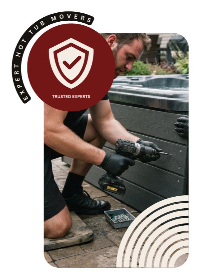 Emergency hot tub removal service at suburban San Antonio home