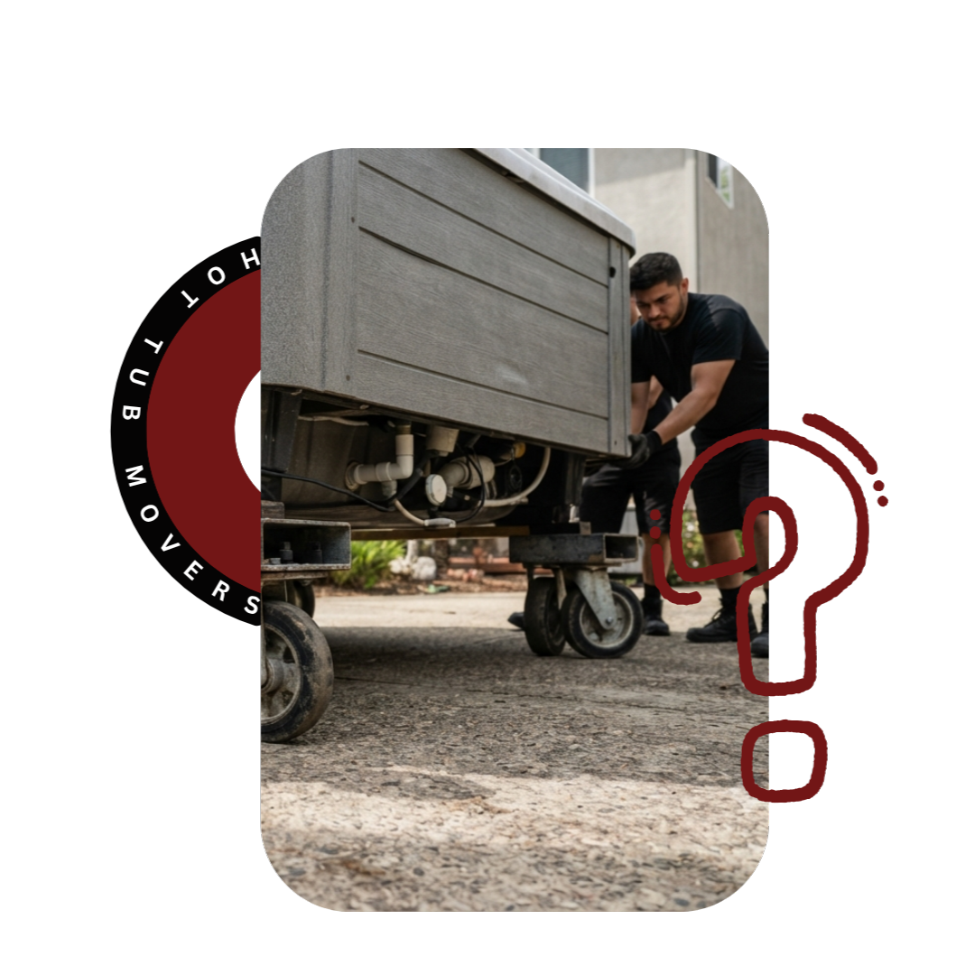 Spa movers securing hot tub for long-distance transport service