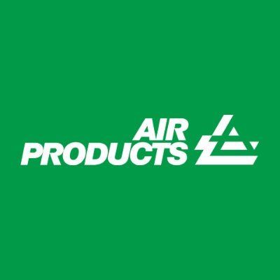 Das Logo von Air Products steht auf grünem Hintergrund.