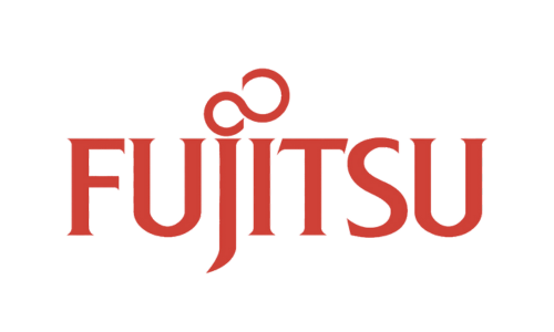Fujitsu logo: Red text 