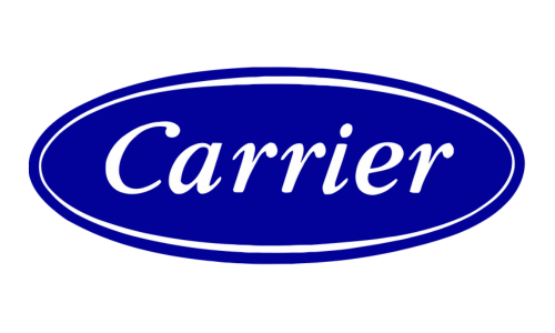 Carrier logo: white text on a blue oval with a white outline.
