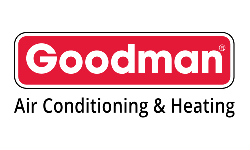Goodman Air Conditioning & Heating logo: red rectangle with white text on top.