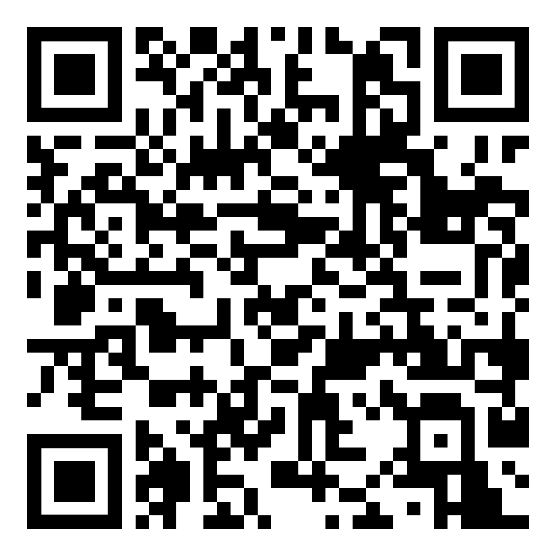QR code with a pattern of black and white squares.