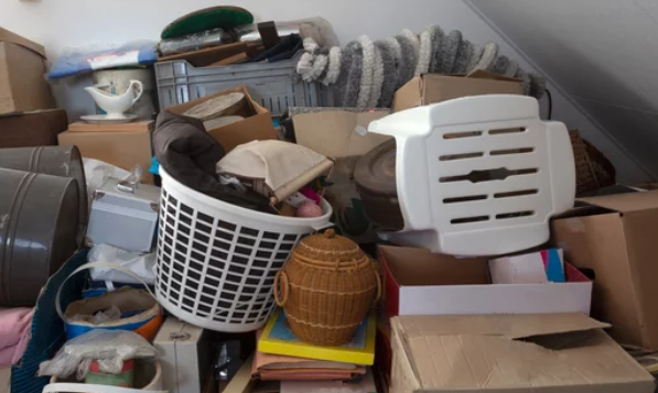 collection of old junk to be hauled away during a moving and cleanout project in pembroke pines florida