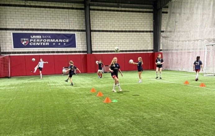 Soccer players at a FC Dallas Youth Camp
