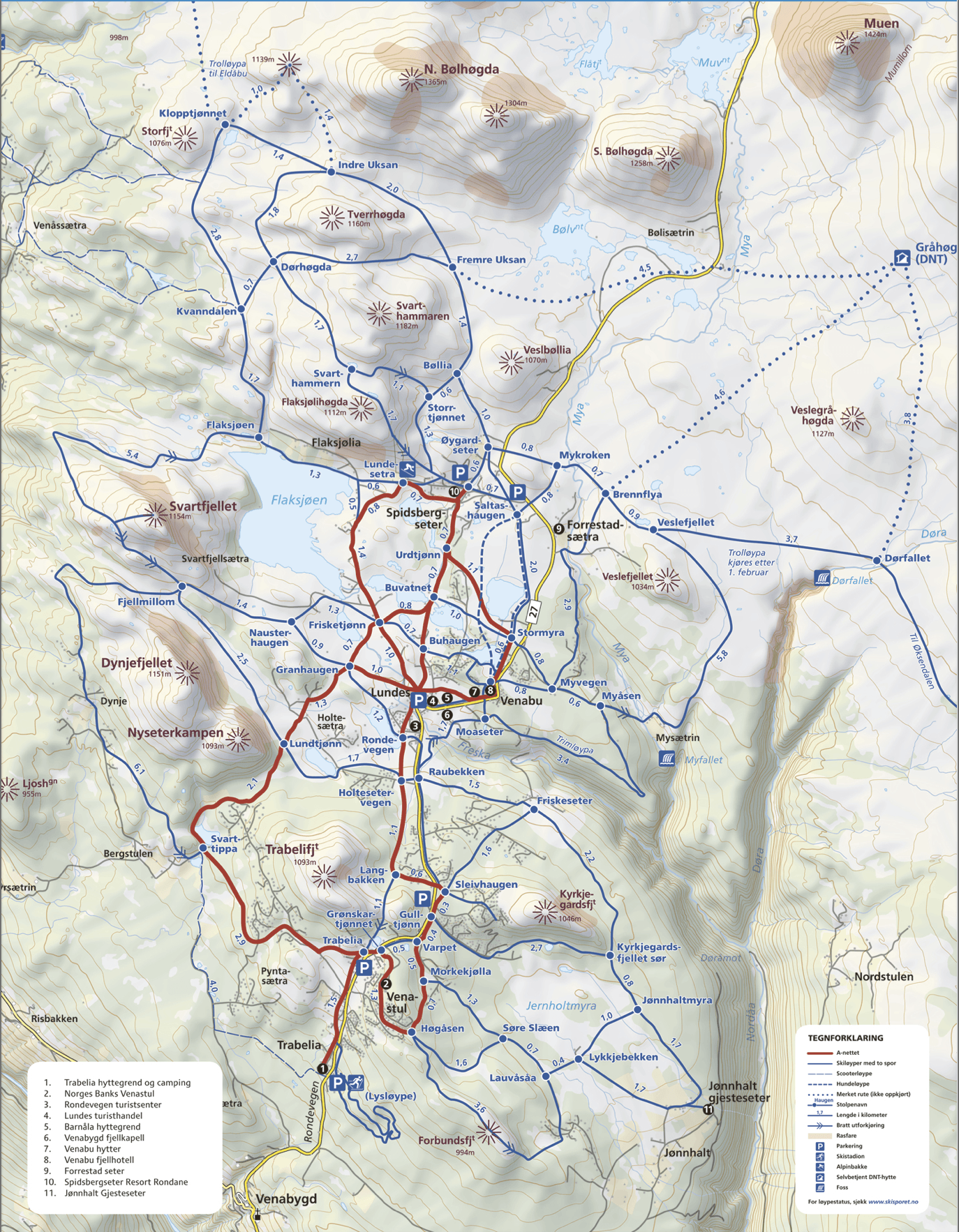 Ylläs cross country ski map Ylläs cross country ski map