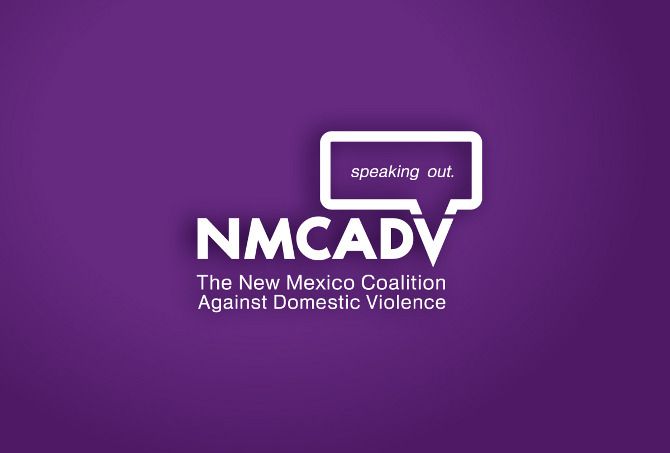 Logo for New Mexico Coalition Against Domestic Violence, purple background.