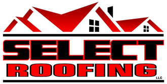 Select Roofing logo with red and black roof icon and bold red text on white background