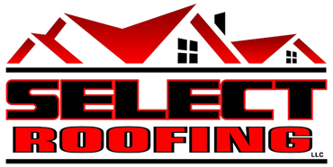 Select Roofing logo with red and black roof icon and bold red text on white background