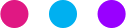 Three colored circles: pink, blue, and purple, arranged horizontally.