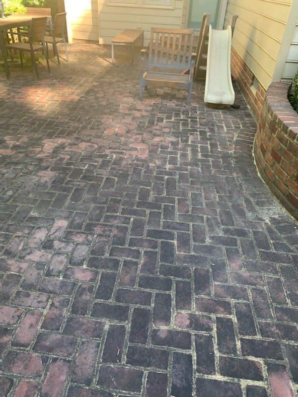 brick before pressure washing