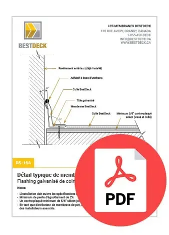 Dessin technique de l'installation d'une membrane de PVC