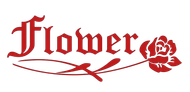 Logotipo floral rojo con la palabra 