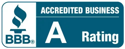 BBB Accredited Business logo with a blue and white design, including an 'A' rating.