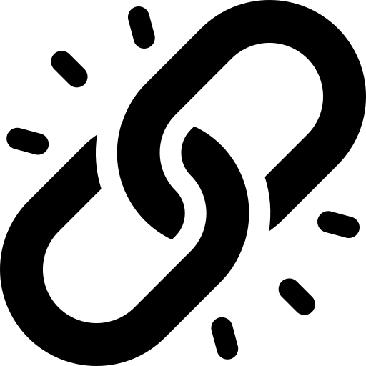 A black and white icon of a chain free icon