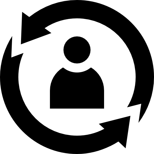 A person is surrounded by arrows in a circle.