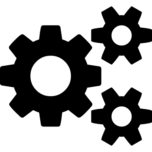Three gears with a circle in the middle free icon