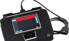 Black handheld device with touchscreen menu and cables attached | Trask Automotive