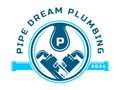 Logo for Pipe Dream Plumbing: blue and white design with pipes and a central "P" inside a drop. Includes "2024".