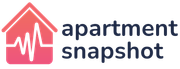 A logo for apartment snapshot with a house and a heartbeat.