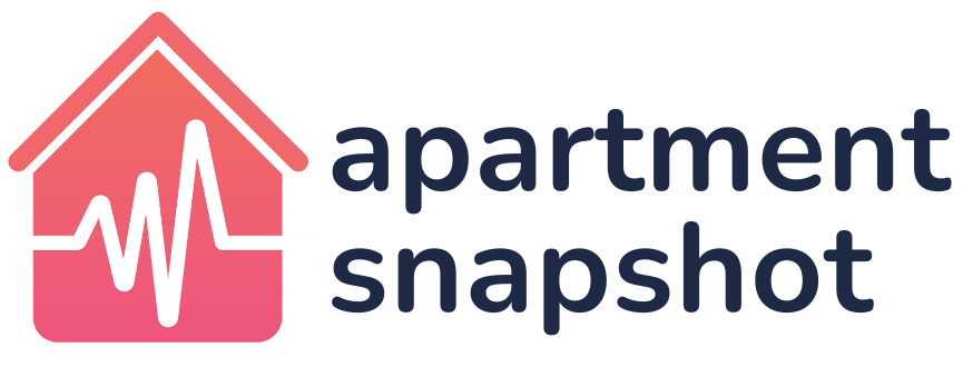 A logo for apartment snapshot with a house and a heartbeat.