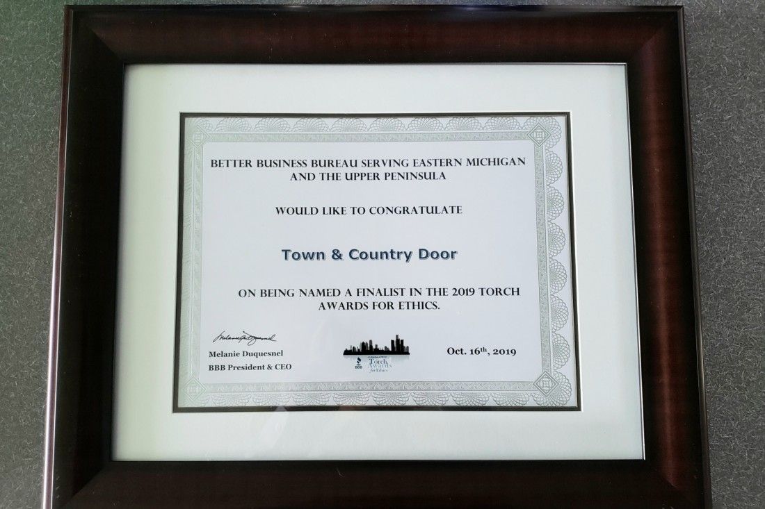 Framed certificate: