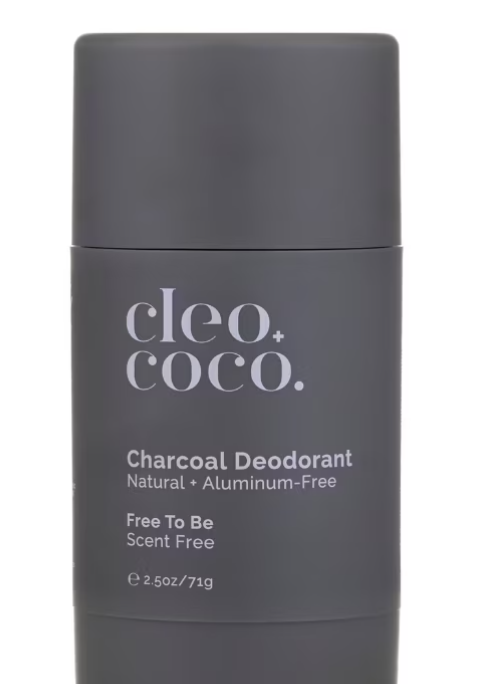 Cleo & Coco Natural Charcoal Deodorant, Free To Be Scent Free, Aluminum-Free - 2.5 oz
