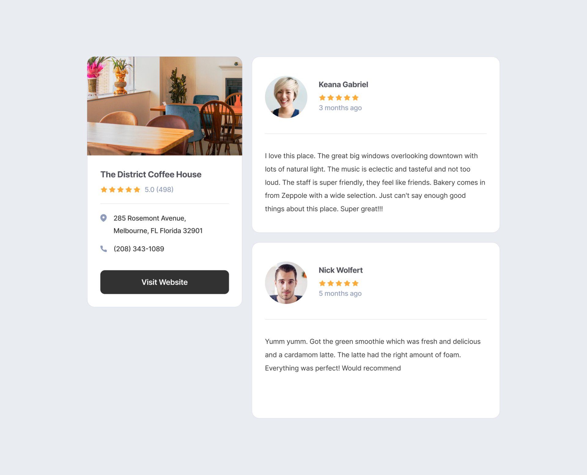 A screenshot of a website with a table and chairs on it.