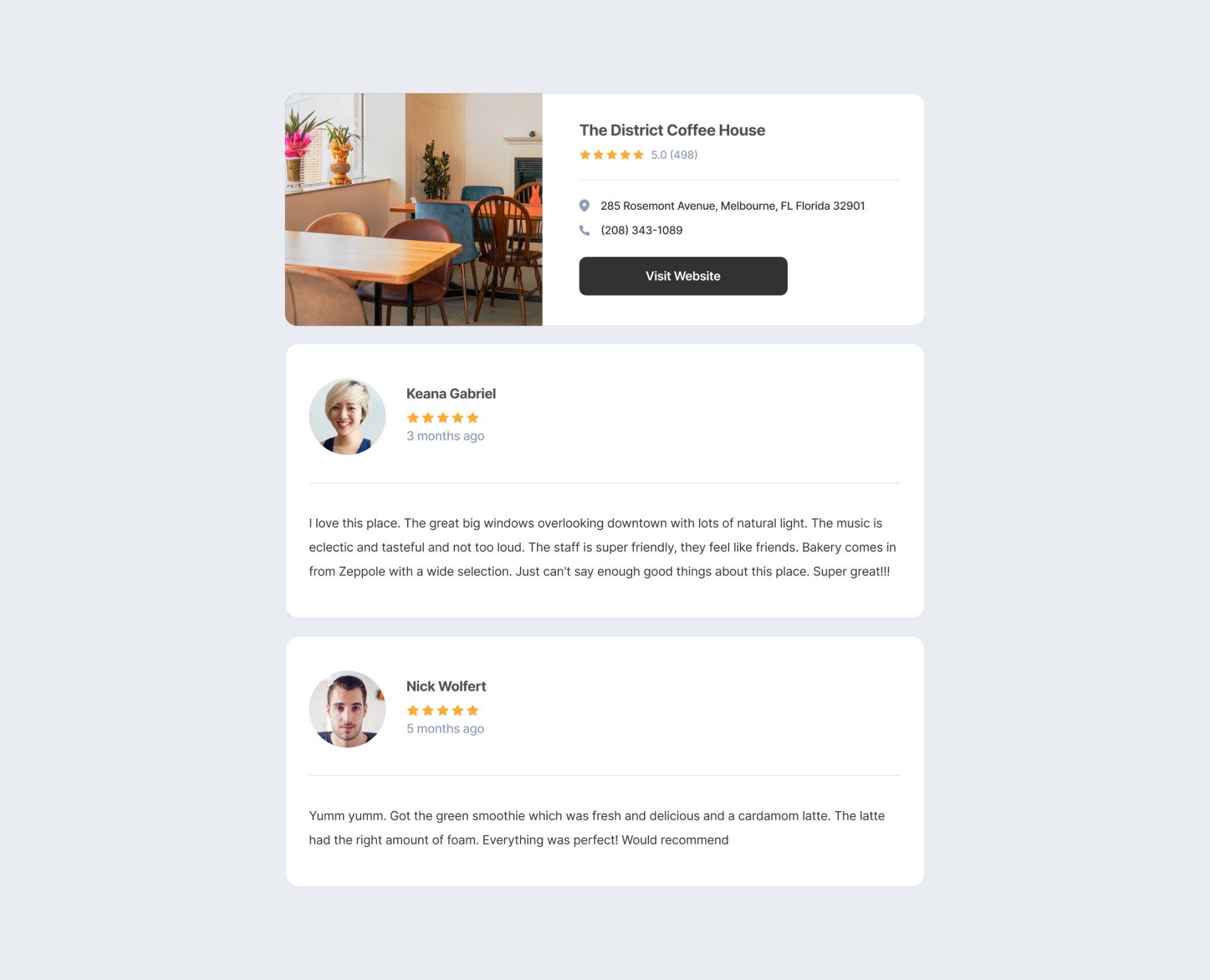 A screenshot of a website showing a room with a table and chairs.