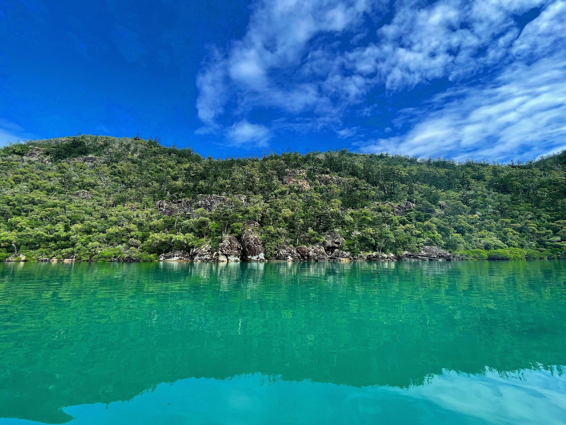 A lake with mountains in the background and trees on the shore.