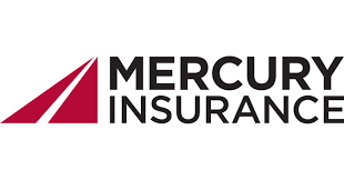 Mercury Insurance logo with red triangular mark and black text on white background
