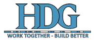 HDG logo with the words “WORKTOGETHER - BUILDER” in blue and gray
