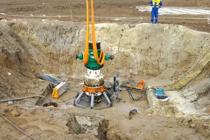 Demolition of oil well equipment. old liquidated well.