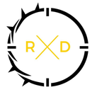 Black circular logo with yellow “R X D” letters and jagged accents around the ring